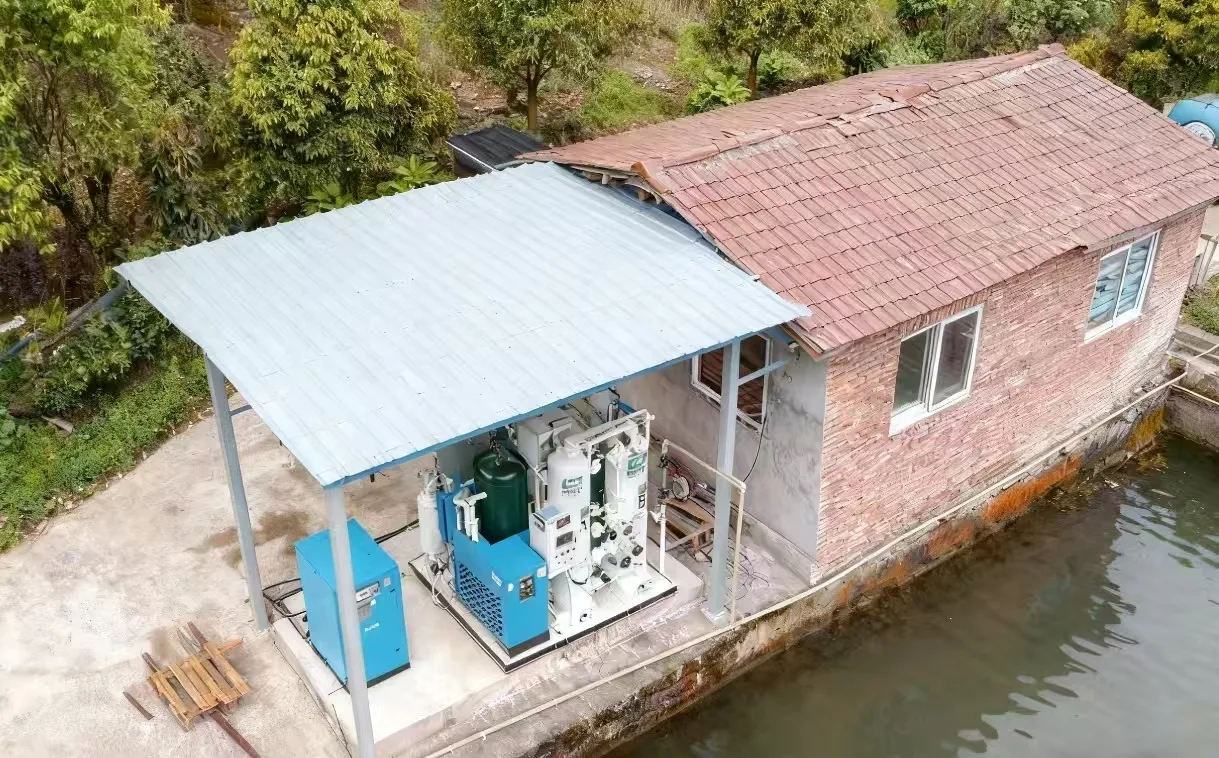 Aerial view of aquaculture oxygen generation station